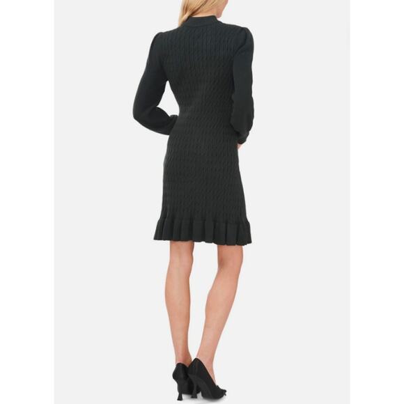 CECE Women's Cable Knit Sweater Dress M Green Forest Shadow Pullover NWT - Picture 3 of 11